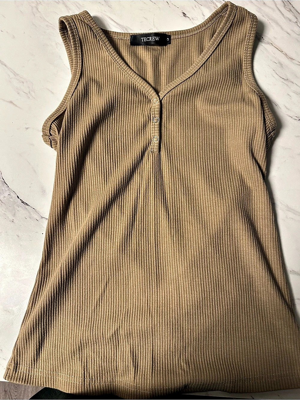 J.Crew Ribbed Button Tank Top in light 10Brown Size Small